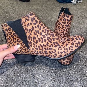 Leopard print booties